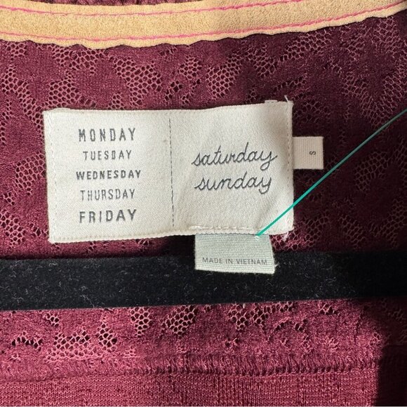 Anthropologie Saturday Sunday Women's Red Burgundy Wool Full Zip Sweater Size S - Picture 10 of 16